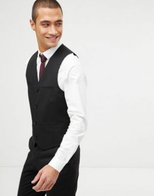 Asos slim suit vest in black