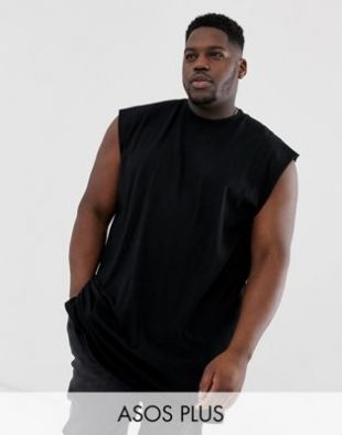 Asos oversized super longline tank in black