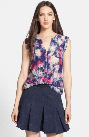 Rose Garden Print Silk Top