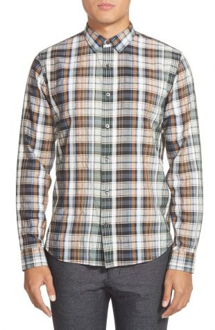 Trim Fit Plaid Sport Shirt