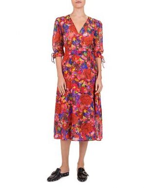 Floral-Print Silk Dress