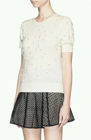 Abi Embellished Wool Sweater In Cream
