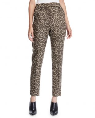 High-Rise Leopard-Print Straight-Leg Wool Pants