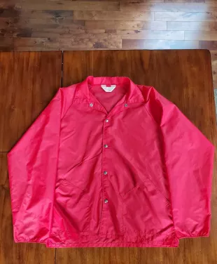 Vintage 70's Round Towners Red Windbreaker Size Adult XL/XXL 100% Nylon Red Windbreaker Jacket 70's/80's era