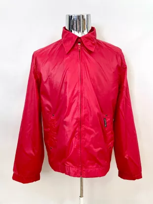 Vintage 70's Red, Nylon, Jacket, Zip Up, Windbreaker