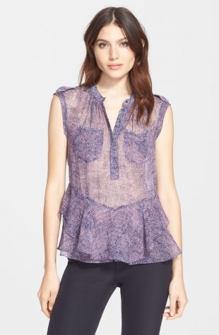 Static Ruffle Hem Silk Sleeveless Top
