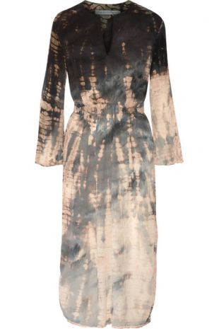 Tie Dyed Crinkled Silk Crepe Midi Dress