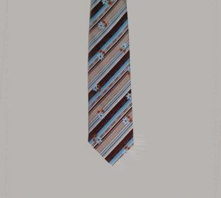 Cravate, cravate large, 70 ' s, Mod cravate, bleu, marron, rayures, fleurs
