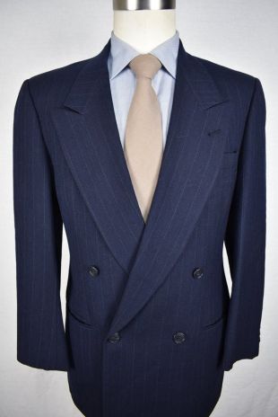 ReviveClothiers - Pierre Cardin bleu marine pinstripe 100% laine double ...