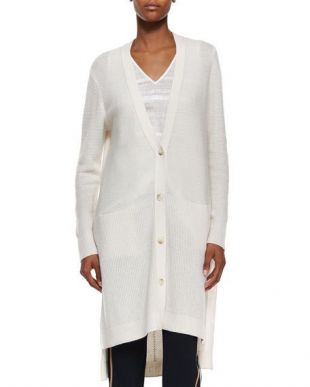 Directional Rib Long Cashmere Cardigan