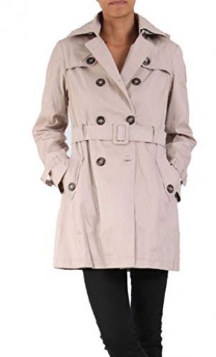 Miss Rouge Trench,imperméable à Capuche (Beige, S)