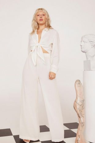 Nasty Gal! Lookin' Like a Vision Linen Wide Leg Plus Pants