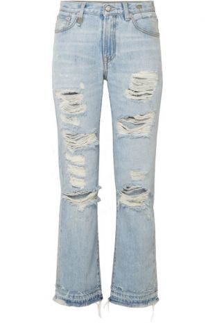 Bowie Distressed Mid Rise Straight Leg Jeans