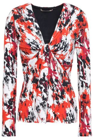 Twist Front Printed Stretch Jersey Top