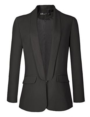 Urban GoCo Femme Veste De Tailleur Courte Casual Slim OL Blazer Blouson Costume d'affaires (XX-Large, Noir)