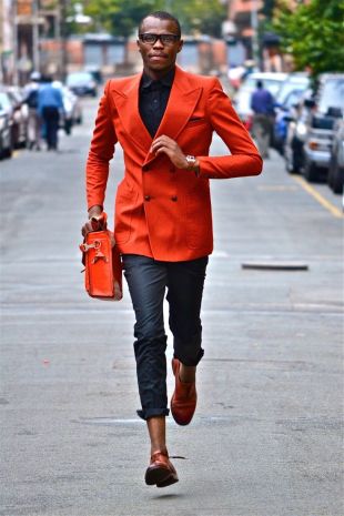 Orange Double Breasted Custom Casual Blazer Tuxedo