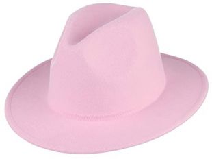 Jelord Women Fedora Felt Hat Crushable Wide Brim Trilby Panama Hat Pink