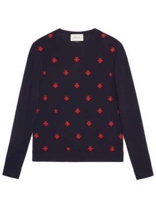 Wool Crewneck With Bees And Stars