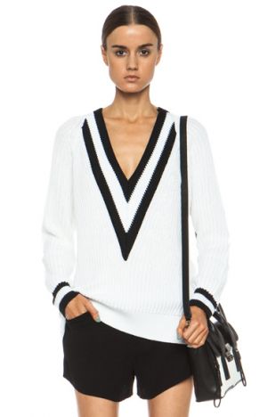 Talia Knit V Neck Sweater in White