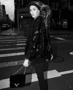 The Kooples Cardigan noir en sequins manches oversize et boutons travaillés