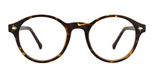TIJN Men Women Classic Round Non-prescription Frosted Eyeglasses Frame (Tortoise, 48)