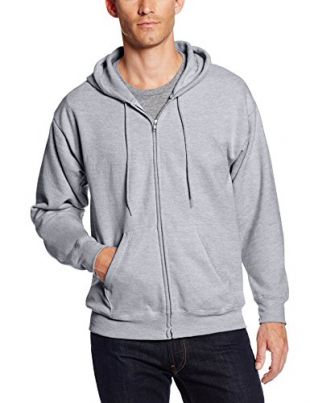 Hanes Men's Full Zip EcoSmart Fleece Hoodie, Light Steel, Large