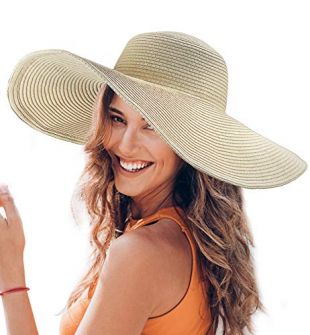 Dafunna Femme Chapeau de Soleil Large Disquette Bord Chapeau de Paille UPF50+ UV Protection D'été Pliable Chapeau Femme Plage Beachwear Voyage Fête (a2)