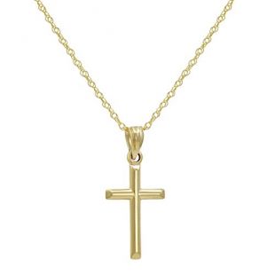 14k Yellow Gold Cross Pendant Necklace on an 18 in. 14K Yellow Gold Chain