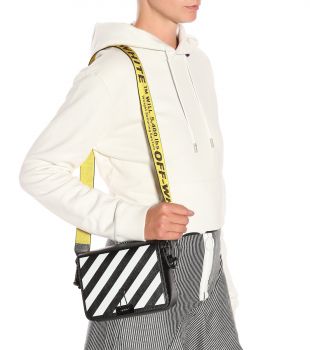 Off White Sac à bandoulière en cuir Binder Clip