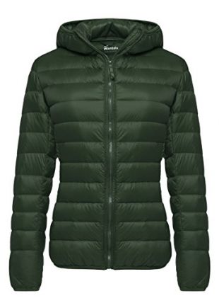 Wantdo Women's Hooded Packable Ultra Light Weight Short Down Jacket(Dark Green, XX-Large)