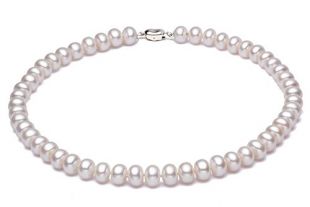 JYX collier perle blanche d'eau douce cultivé blanc collier perle de culture Classic à 18 pouces