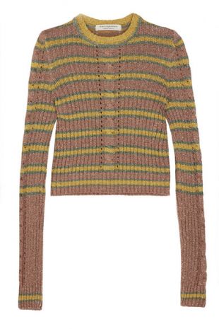 Metallic Striped Cable Knit Sweater