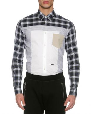 Mixed Plaid Cotton Shir