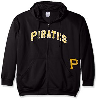 Profile Big & Tall MLB Pittsburgh Pirates Men's Full Zip Poly Fleece with Wordmark Chest with Logo Near Pocket, 3X, Black
