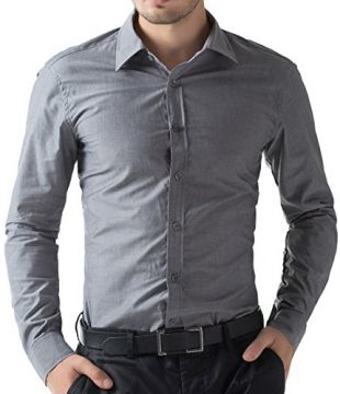 PAUL JONES - PAUL JONES Dress Shirts for Men Dark Grey Formal Shirts ...