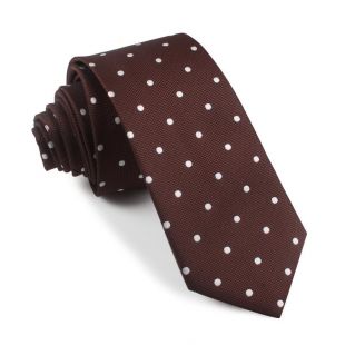 Otaa Brown with White Polka Dots Skinny Tie