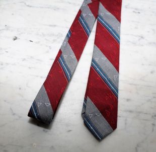 Vintage des années 80 façon années 50 Skinny Tie Mad hommes Don Draper rouge bleu gris rayure Mid century Mod atomique nouvelle vague Rockabilly