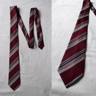 Mens tie, cravate stripey, Bourgogne rouge bleu blanc rayé, français vintage cravate