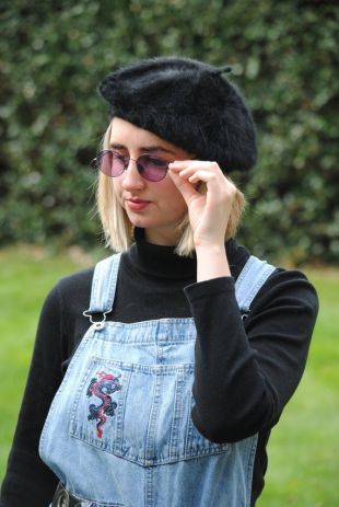 90 s vintage stock d’invendus moelleux béret noir chapeau