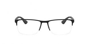 Ray-Ban RX6335 Rectangular Metal Eyeglass Frames, Matte Black/Demo Lens, 56 mm