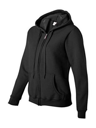Gildan Women's Heavy Blend Full-Zip Hooded Sweatshirt, Black, Large