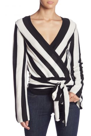 3/4 Bell Sleeve Stripped Sweater