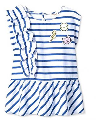 Girls Short Sleeve Side Ruffle Woven Top