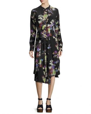 Iam Bouquet Print Silk Dress