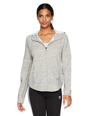 adidas Women's Athletics Sport 2 Street Full Zip Hoodie, Medium Grey Heather, X-Small
