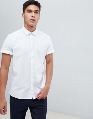 Asos formal slim oxford shirt in white with short sleeves
