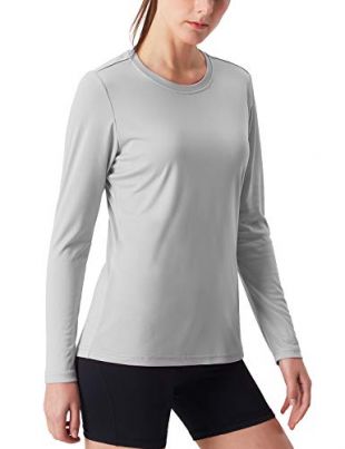 NAVISKIN Women's UPF 50+ UV Sun Protection Performance Long Sleeve T-Shirt Lightweight Running Outdoor Shirt Grey Size L