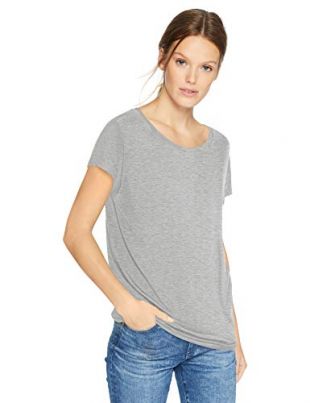 Amazon Brand - Daily Ritual Women's Jersey Short-Sleeve Boat Neck Shirt, Light Heather Grey, Medium