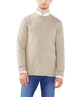 ESPRIT Meliert - Regular Fit, Pull Homme, Beige (BEIGE), Small