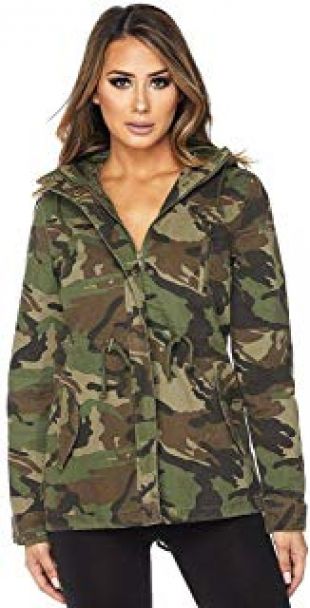 Soho Glam - Hooded Camouflage Anorak Jacket, Camo, Small